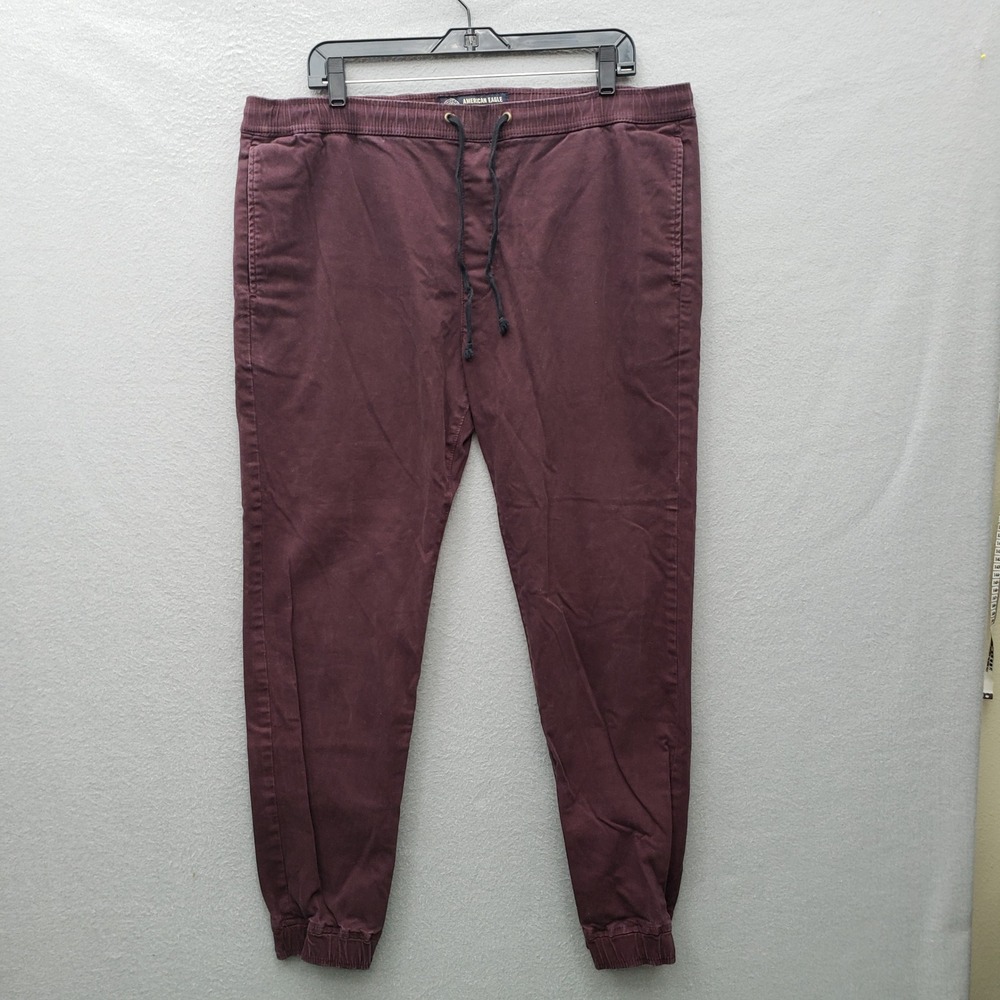 American Eagle Drawstring Waist Jogger Pants Core Flex Burgundy Fall Casual L